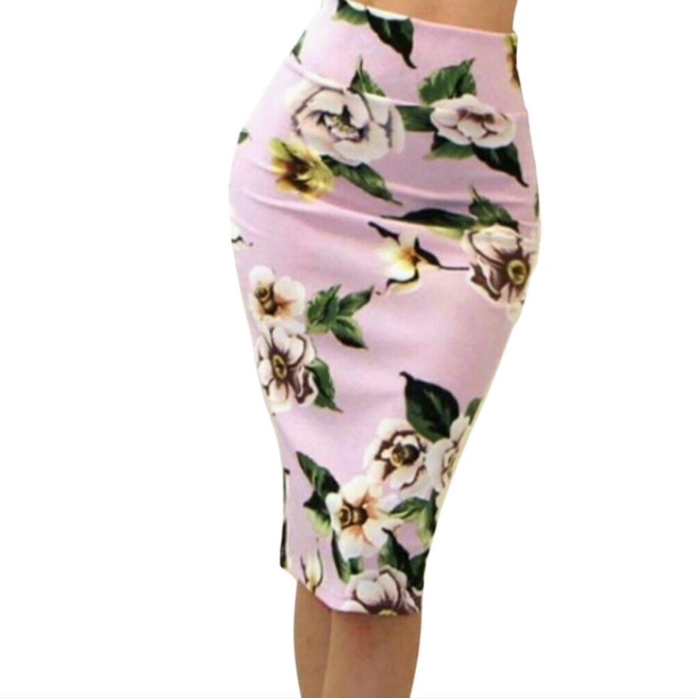Got Style Boutique Pink Floral Pencil Skirt
